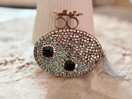 Turkish Designer Emerald and Mint Green Oval Clutch