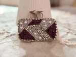 Turkish Elegant Party Clutch Maroon, Gold & Pearl Beaded Style