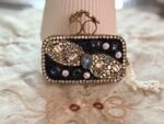Turkish Black & Gold Handcrafted Clutch with Crystal and Pearl Embellished Luxury Design