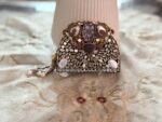 Turkish Amethyst Royal Clutch with Crystal & Golden Floral Design